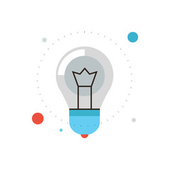 Innovation success idea flat line icon concept