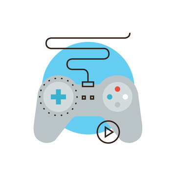 Game joystick flat line icon concept