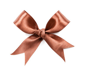 Brown bow isolated on white background