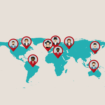 Flat world map with tags, 
