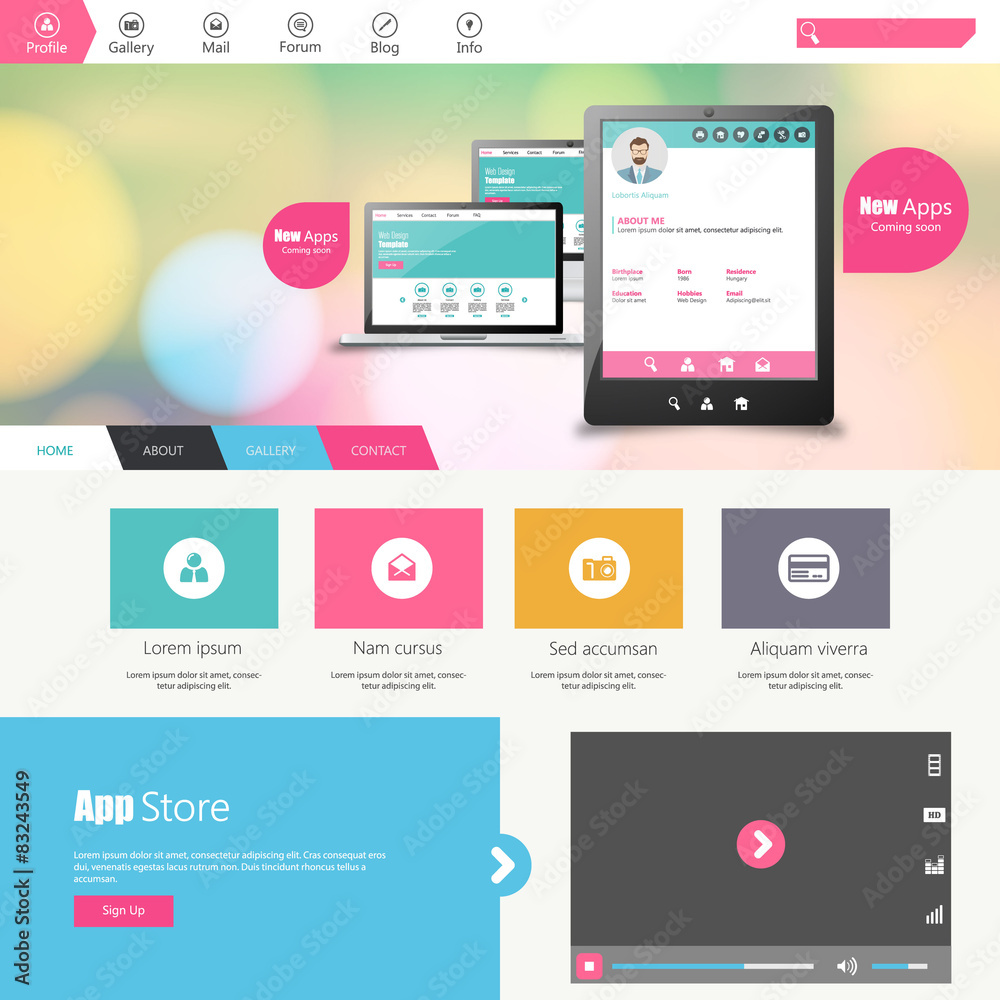 Poster flat vector website template