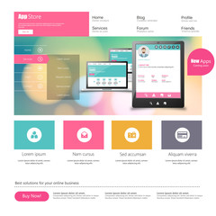 Flat Colorful Website Template Design 