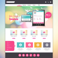 Flat Colorful website template with clean modern design. 