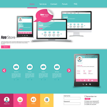 Flat Colorful Website Template Design 