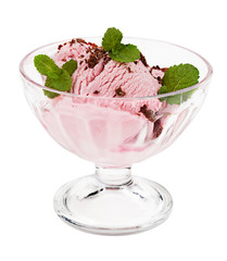 Ice cream in a vase isolated on white background