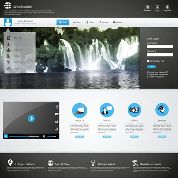 Business Website template with Waterfall Illustraion 