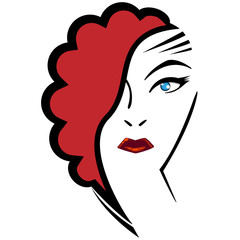 Beautiful woman with original red hairstyle