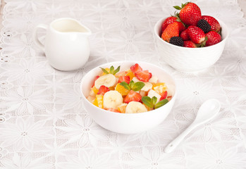 bowl of fresh fruit salad, close-up