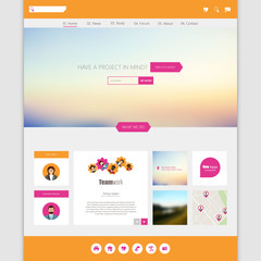 Flat Colorful Website Template Vector Design 