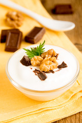Yougurt with chocolate and nuts