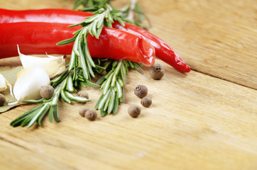Garlic, rosemary and chili pepper