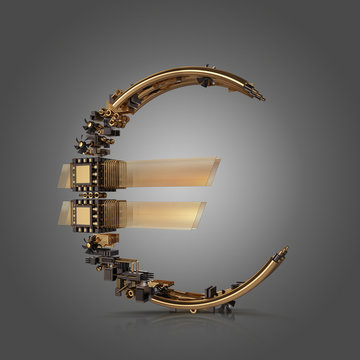 Business concept. Yen currency symbol of microchips 