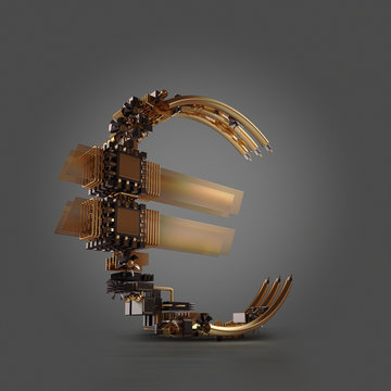 Business concept. Yen currency symbol of microchips 