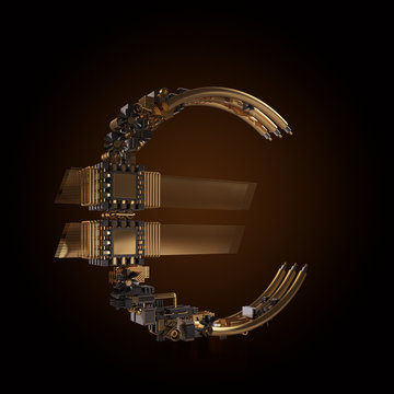 Business concept. Yen currency symbol of microchips 