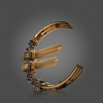 Business concept. Yen currency symbol of microchips 