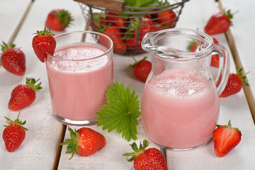 Milkshake with strawberries