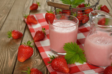 Milkshake with strawberries