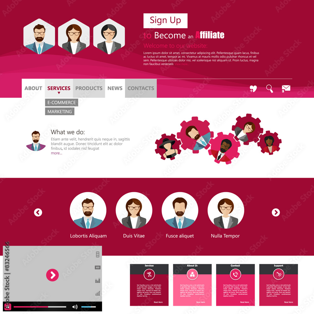 Wall mural flat website template vector design