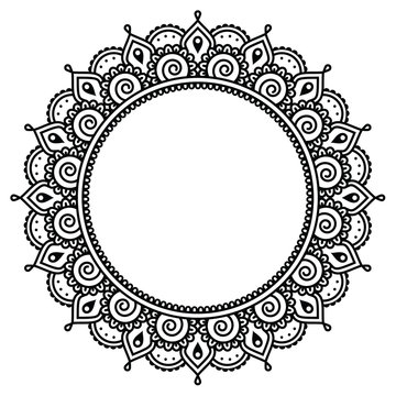 Mehndi, Indian Henna tattoo round pattern