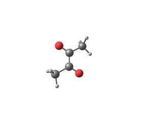 Diacetyl molecule isolated on grey