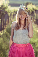 Blonde woman playing with here hair outdoor © Laszlo