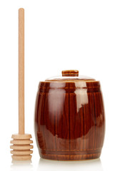 Wooden jar for honey and dipper