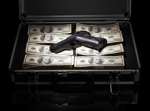 Case with money and gun