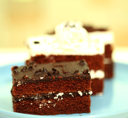 chocolate cake sweet food closeup isolated white background