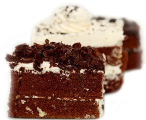 chocolate cake sweet food closeup isolated white background