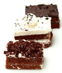 chocolate cake sweet food closeup isolated white background