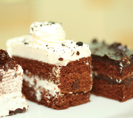 chocolate cake sweet food closeup isolated white background