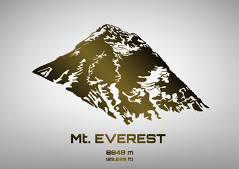 Outline vector illustration of bronze Mt. Everest