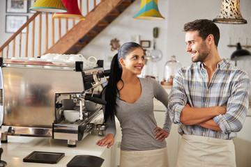 Happy cafe workers