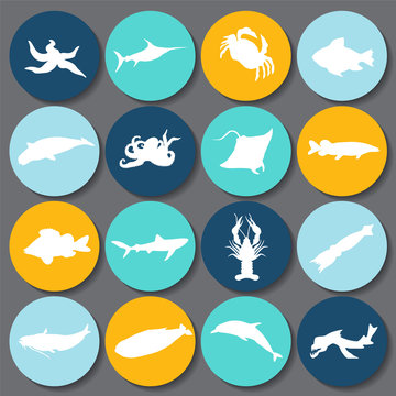 set of fish silhouette icon. stock vector
