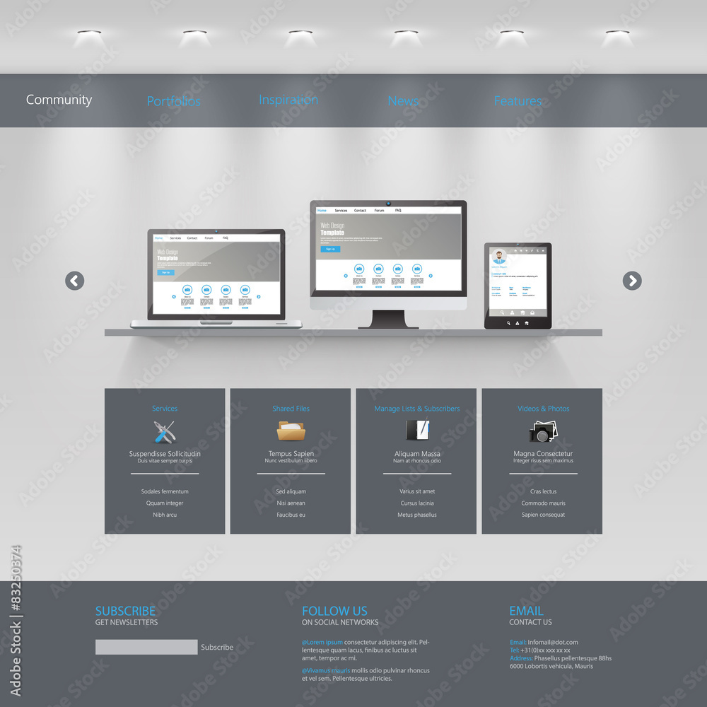 Poster modern website template vector eps 10