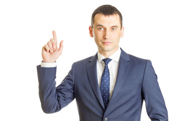 Businessman pointing showing copy space
