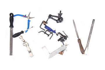 tool mechanical as alphabet isolated
