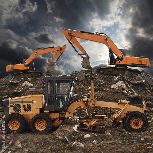 "Excavator and grader" Stock photo and royaltyfree images on Pic 83251363