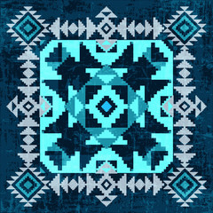 Absract geometric ornament in blue