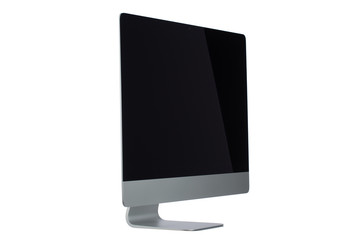 Modern computer monitor with black screen.