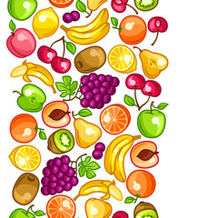 Seamless pattern with stylized fresh ripe fruits