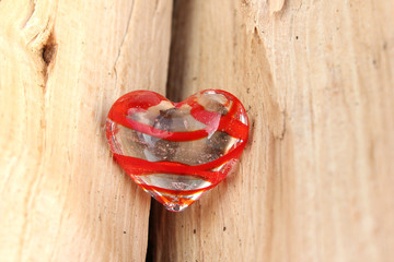 Heart and wooden background