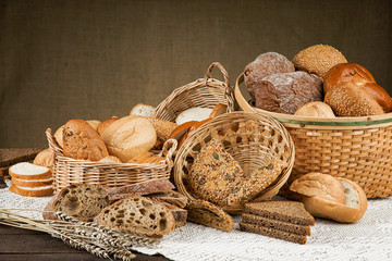 Freshly baked crusty white breads