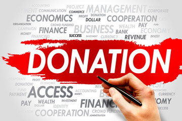 DONATION word cloud, business concept