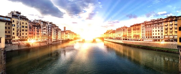 Sunset view of the Florence Italy cityscape