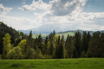 Fototapeta na wymiar Landscape view on beautiful hills and mountains