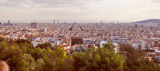 Retro look View of Barcelona