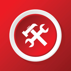 Thought clouds icon on red