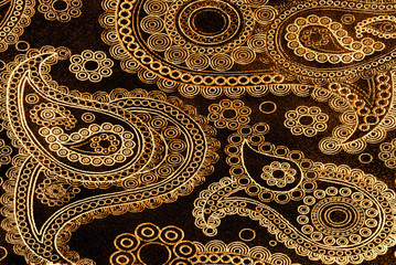 closeup of the golden floral fabric