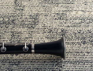 Clarinet Bell on Old Writing Background